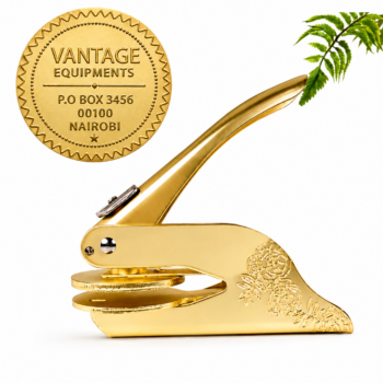 Gold Pocket Seal Embosser – Portable custom embossing seal for creating professional raised impressions on official documents.