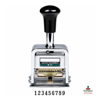 8-Digit Numbering Machine for sequential numbering of invoices, receipts, vouchers, tickets, files, and official business documents.