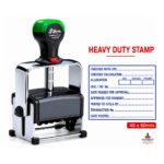 SHINY HM-606 heavy-duty metal self-inking stamp customized with company name, logo, signature, or business details for professional office use.