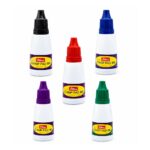 Shiny Stamp Refill Ink bottle with built-in precision drip spout for self-inking rubber stamps and office ink pads.