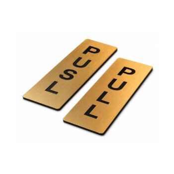 Shop custom engraved door tags. Premium dual-layer weatherproof acrylic nameplates with adhesive or screw mounting options. Ideal for office, hotel, and school room numbering.
